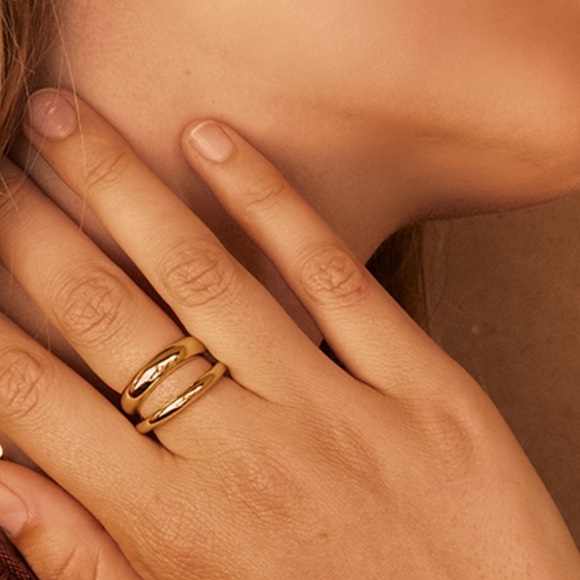 Loren Stewart x Curateur NWT Double Band Gold Tone Ring Size 7 - Picture 1 of 9